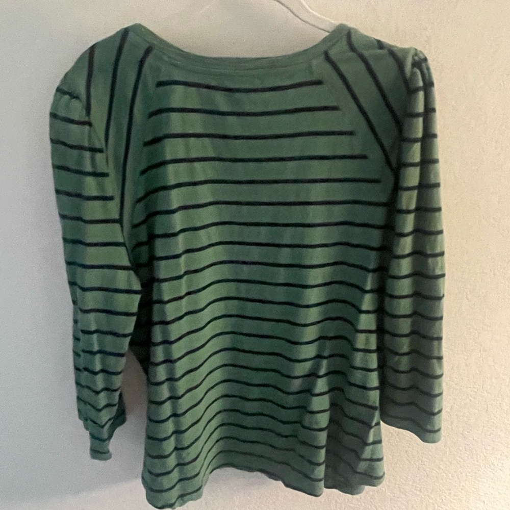 Green/blue top, puffed 3/4 sleeves, XL - Picture 4 of 4